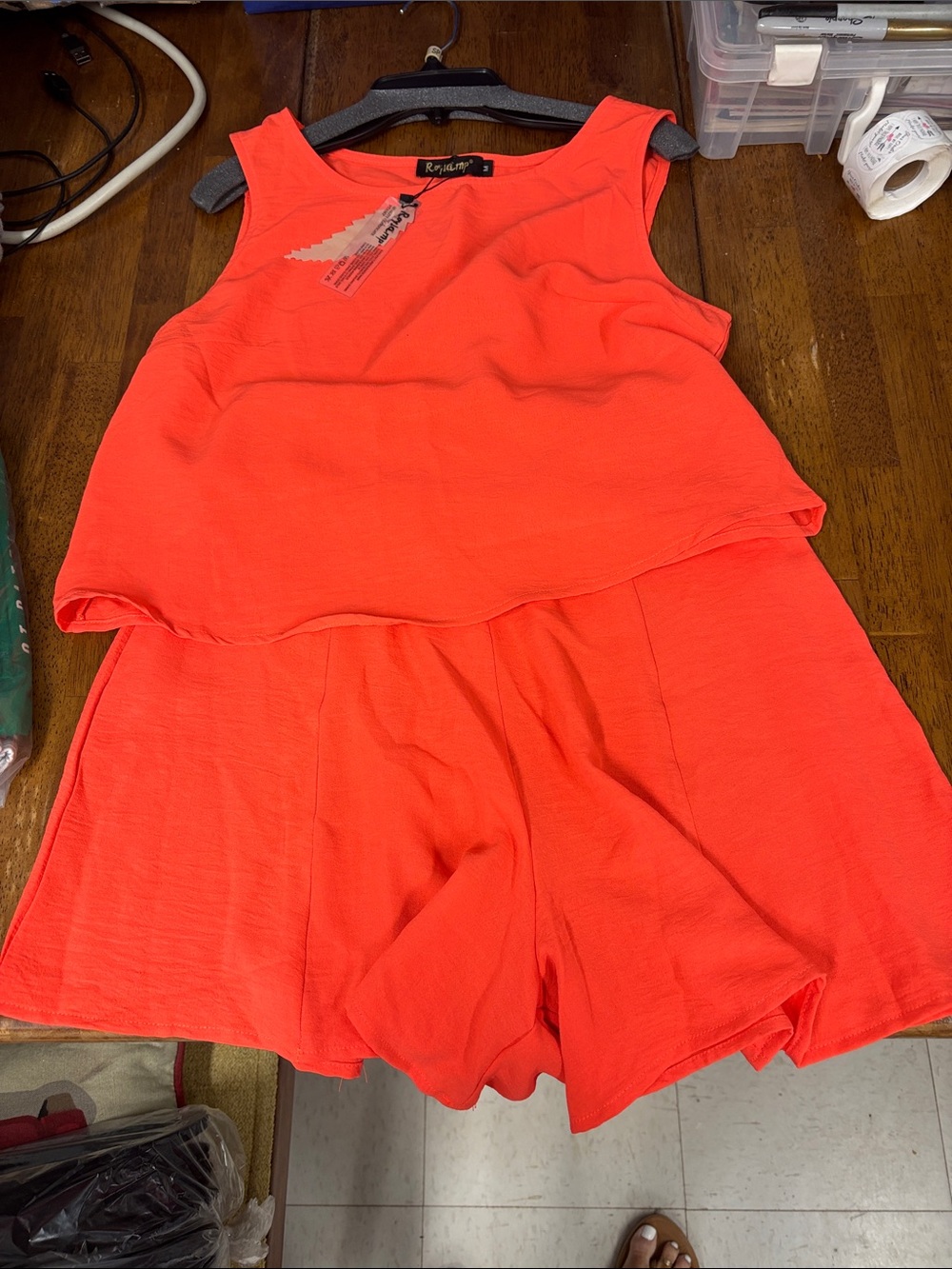 Coral Sleeveless Shorts Romper